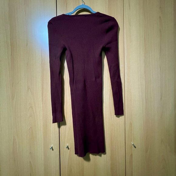 Ribbed Burgundy Sweater Dress - Picture 2 of 3